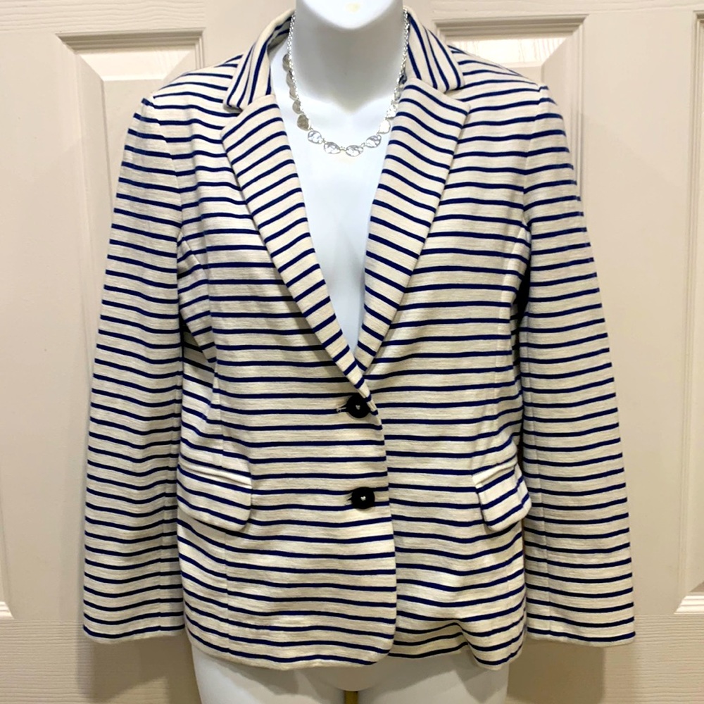 Cream/Dark Blue Striped Blazer